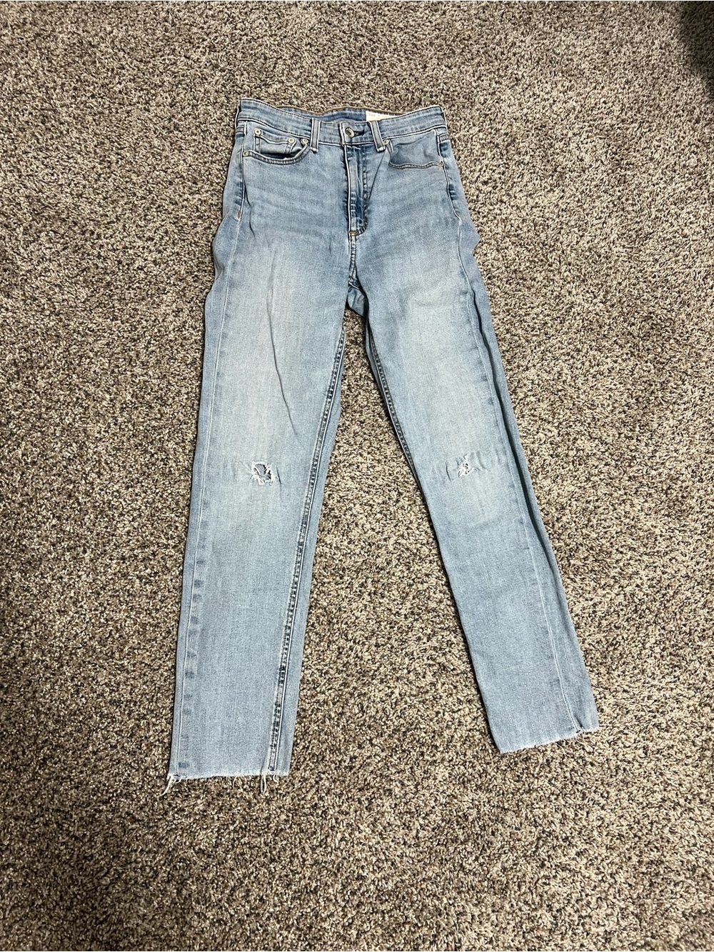 rag & bone Light Wash Skinny Jeans with Knee Distress